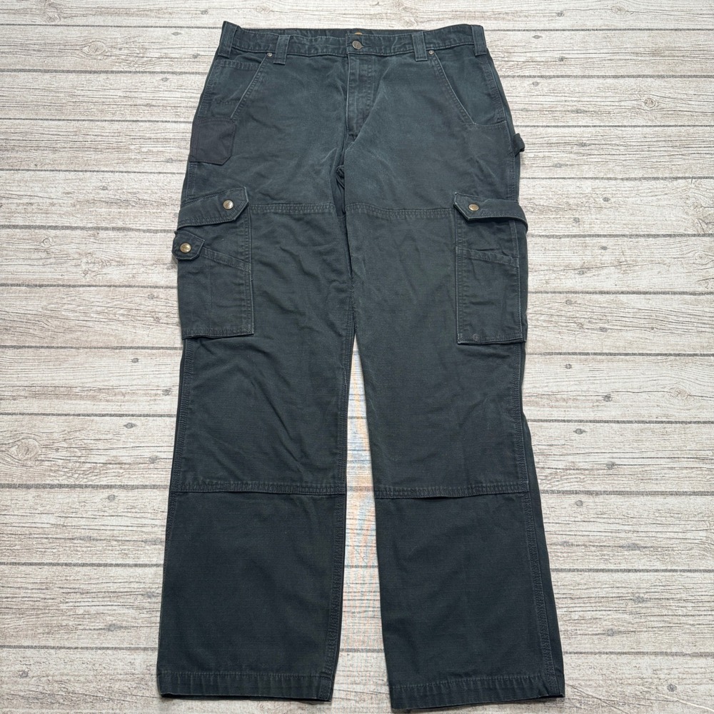 Carhartt Carpenter Pants Men's 36x32 Black Cargo Relaxed Fit Ripstop Workwear